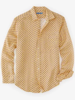 J.McLaughlin Gramercy Classic Fit Linen Shirt In Mini Surf Paisley- Shirts