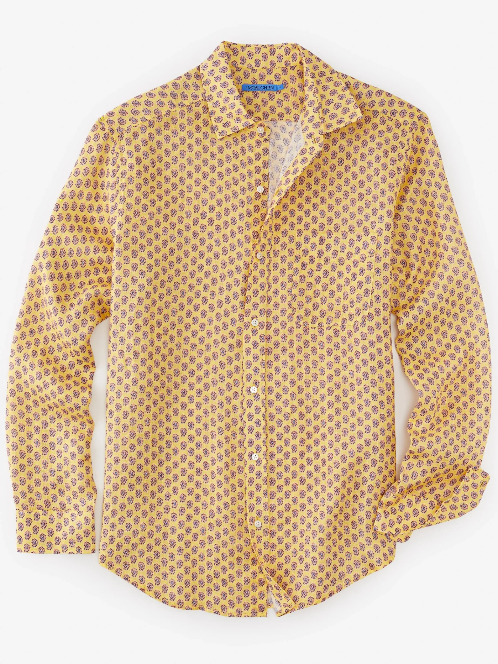 J.McLaughlin Gramercy Classic Fit Linen Shirt In Mini Surf Paisley- Shirts