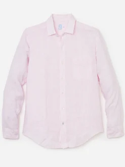 J.McLaughlin Gramercy Classic Fit Linen Shirt In Fineline- Shirts