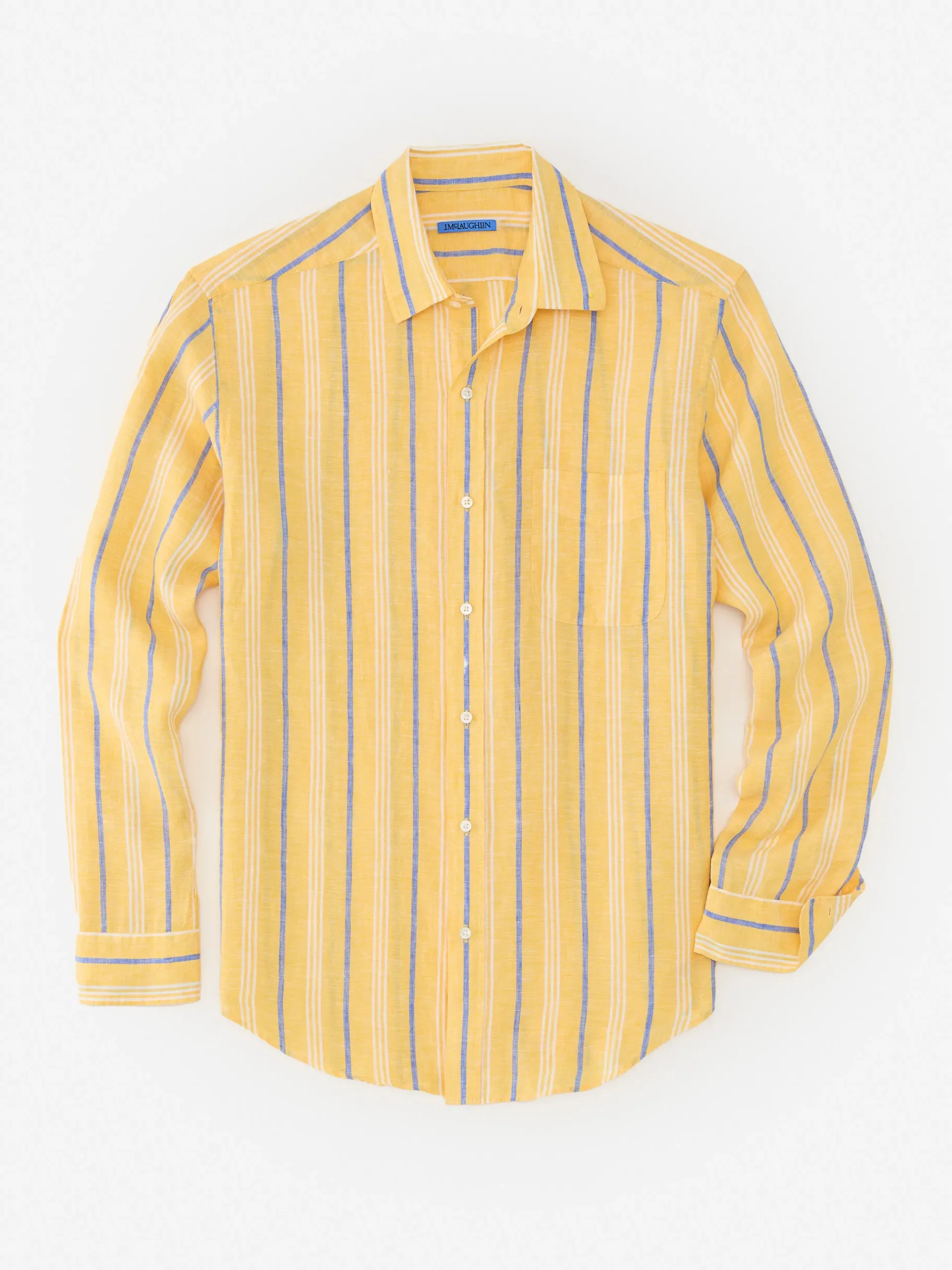J.McLaughlin Gramercy Classic Fit Linen Shirt In Stripe- Shirts