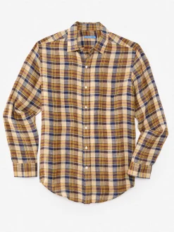 J.McLaughlin Gramercy Classic Fit Linen Shirt In Plaid- Shirts