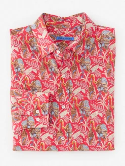 J.McLaughlin Gramercy Modern Fit Silk Blend Shirt In Rare Bird- Shirts