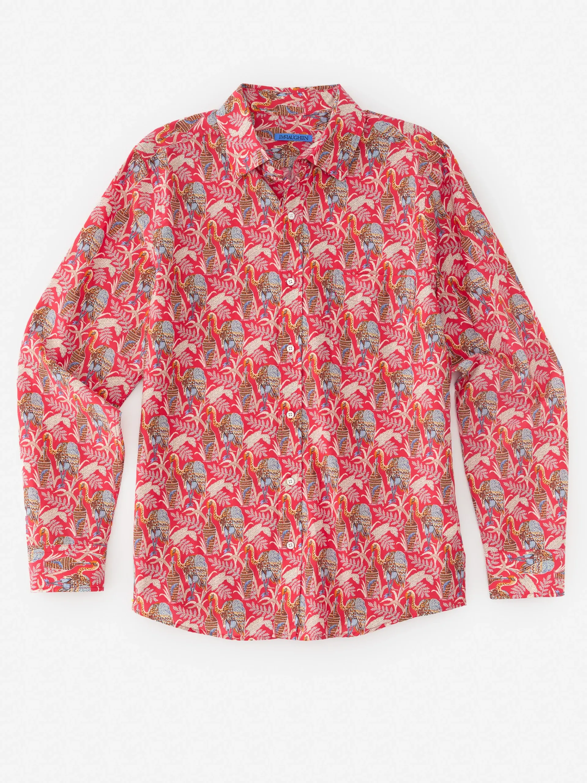 J.McLaughlin Gramercy Modern Fit Silk Blend Shirt In Rare Bird- Shirts