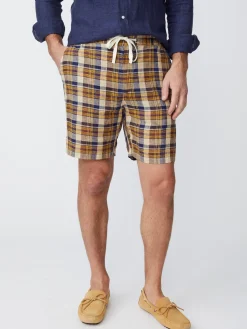 J.McLaughlin Griffin 7" Linen Shorts In Plaid- Shorts