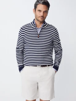 J.McLaughlin Kendall 1/4 Zip Sweater In Stripe- Sweaters
