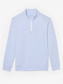 J.McLaughlin Kosta Performance 1/2 Zip In Covington Stripe- Knits & Polos