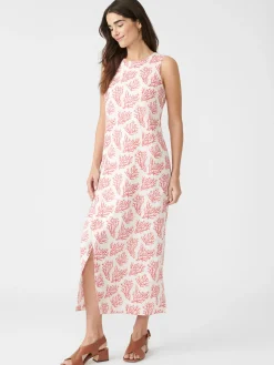 J.McLaughlin Layana Linen Dress In Mega Coral Cay Texture-Women Dresses