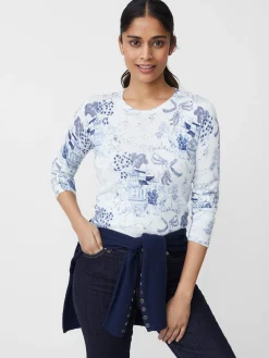 J.McLaughlin Lenny Sweater In Chinoiserie Toile-Women Sweaters