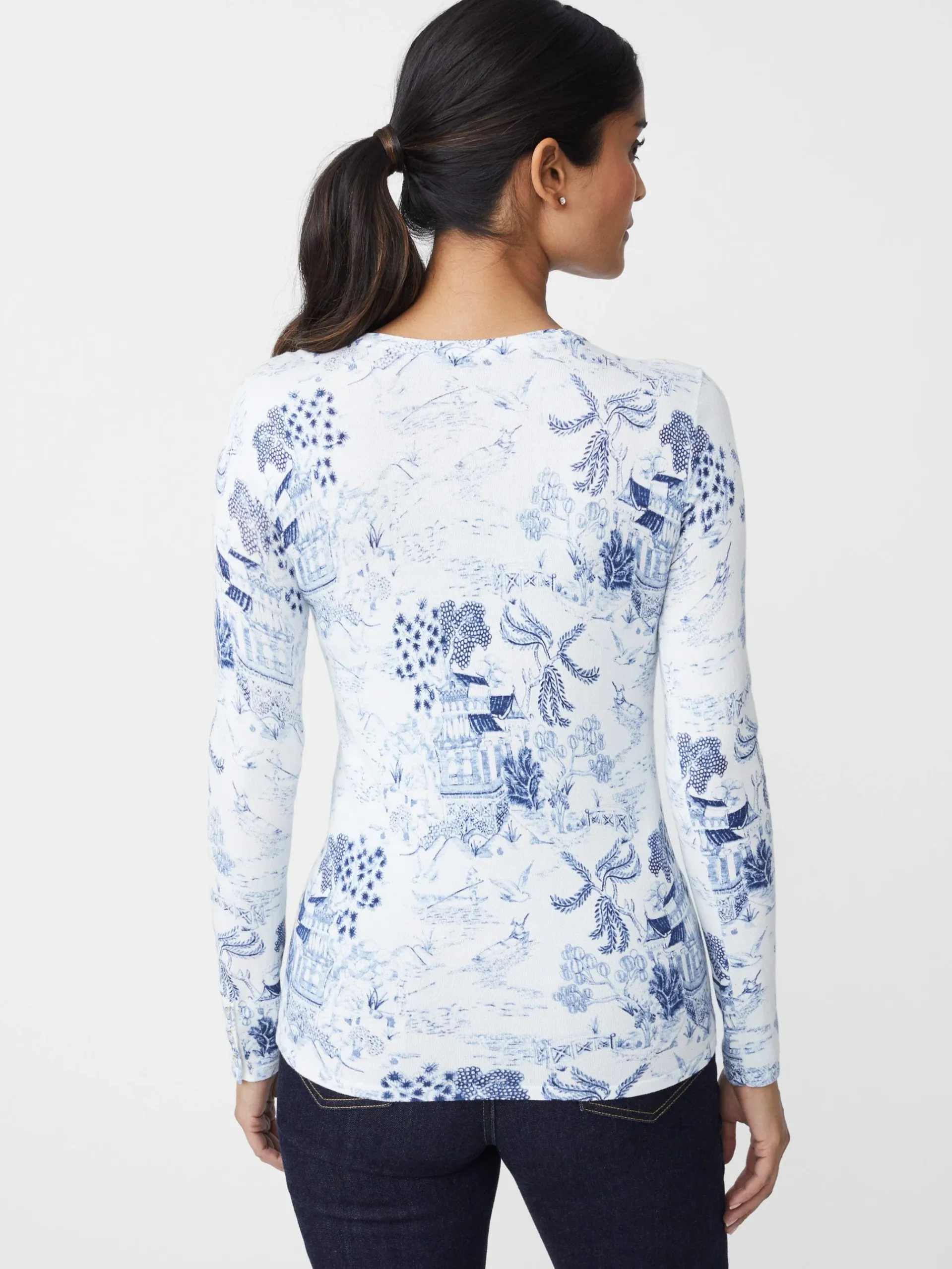 J.McLaughlin Lenny Sweater In Chinoiserie Toile-Women Sweaters