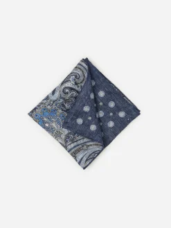 J.McLaughlin Linen Pocket Square In Reverse Paisley- Shoes & Accessories|Pocket Squares