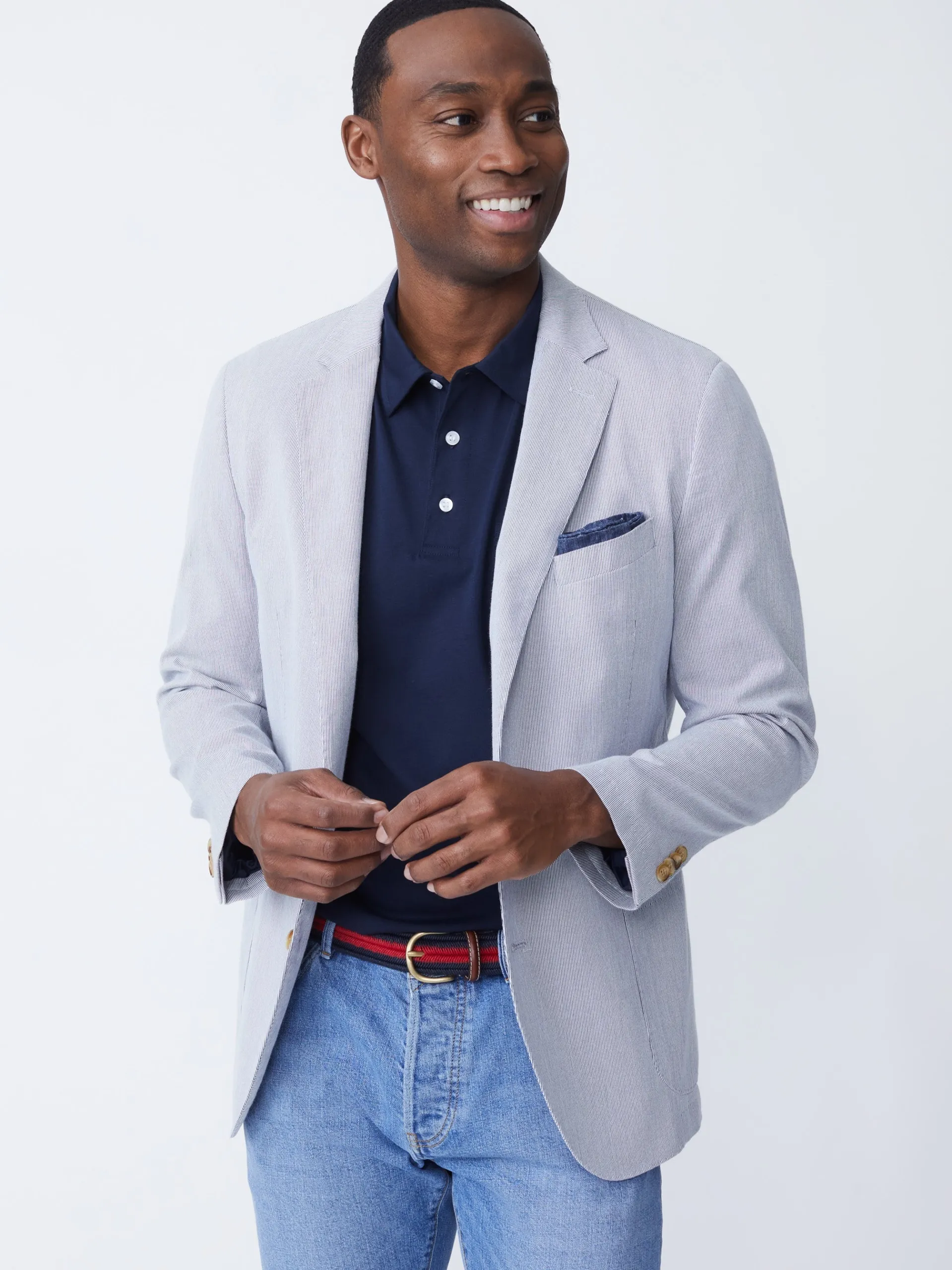 J.McLaughlin Lisbon Blazer In Pinstripe- Jackets & Outerwear|Sport Coats