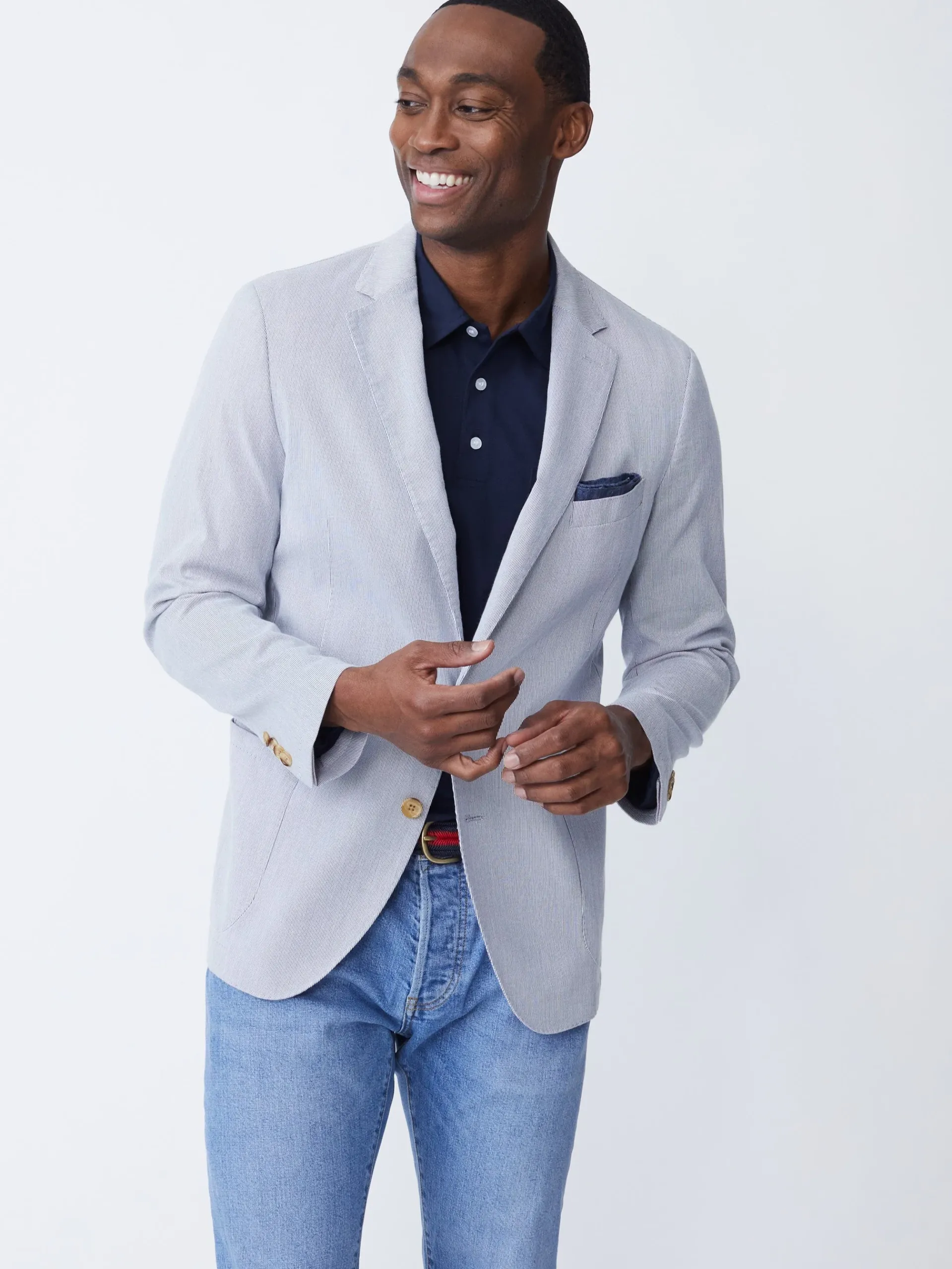 J.McLaughlin Lisbon Blazer In Pinstripe- Jackets & Outerwear|Sport Coats