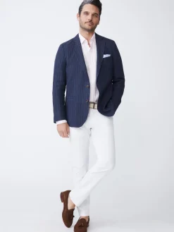 J.McLaughlin Lisbon Linen Blazer In Pinstripe- Jackets & Outerwear|Sport Coats