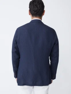 J.McLaughlin Lisbon Linen Blazer In Pinstripe- Jackets & Outerwear|Sport Coats