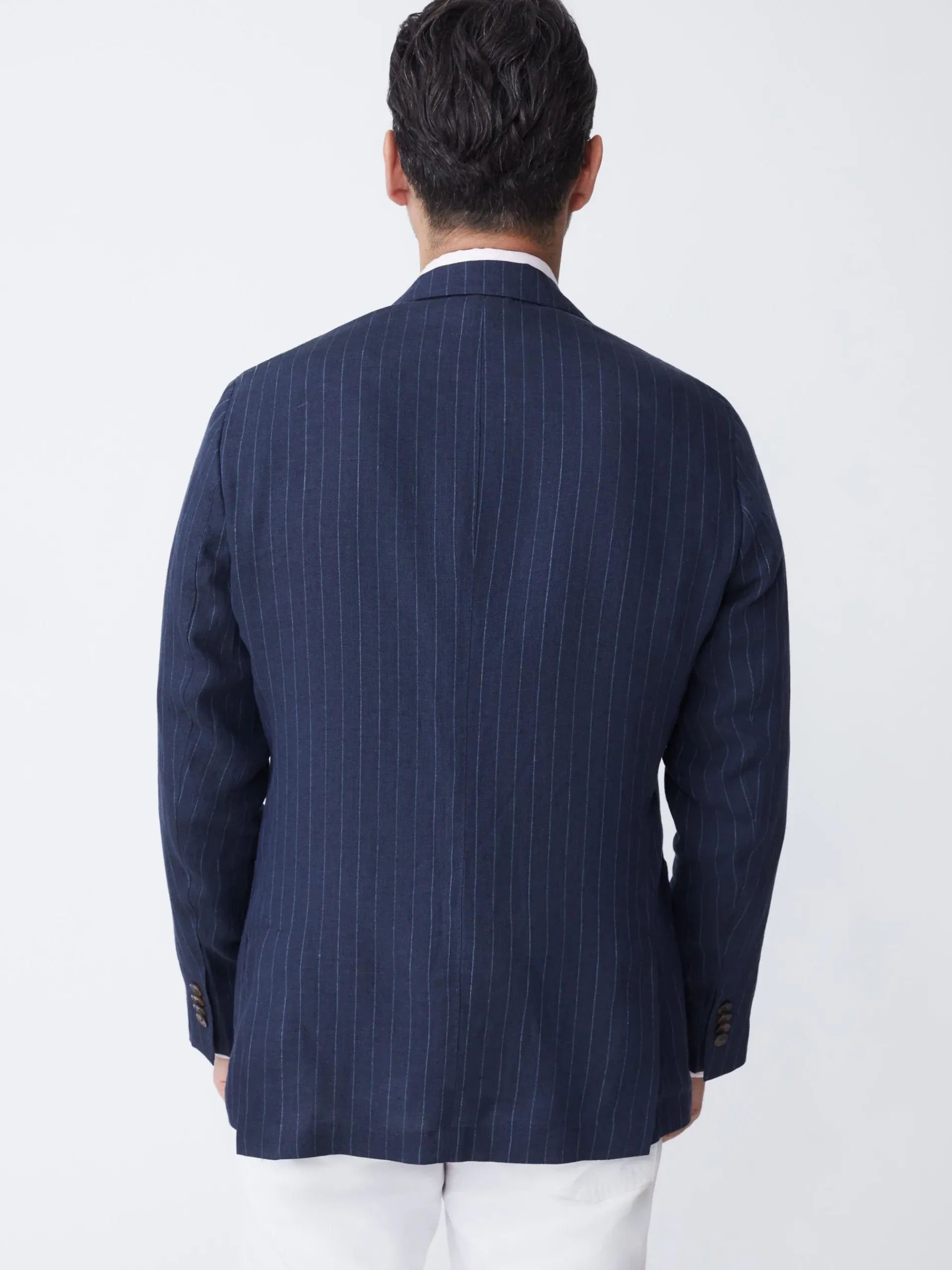 J.McLaughlin Lisbon Linen Blazer In Pinstripe- Jackets & Outerwear|Sport Coats