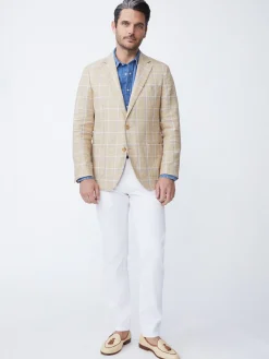 J.McLaughlin Lisbon Linen Blazer In Window Pane- Jackets & Outerwear|Sport Coats