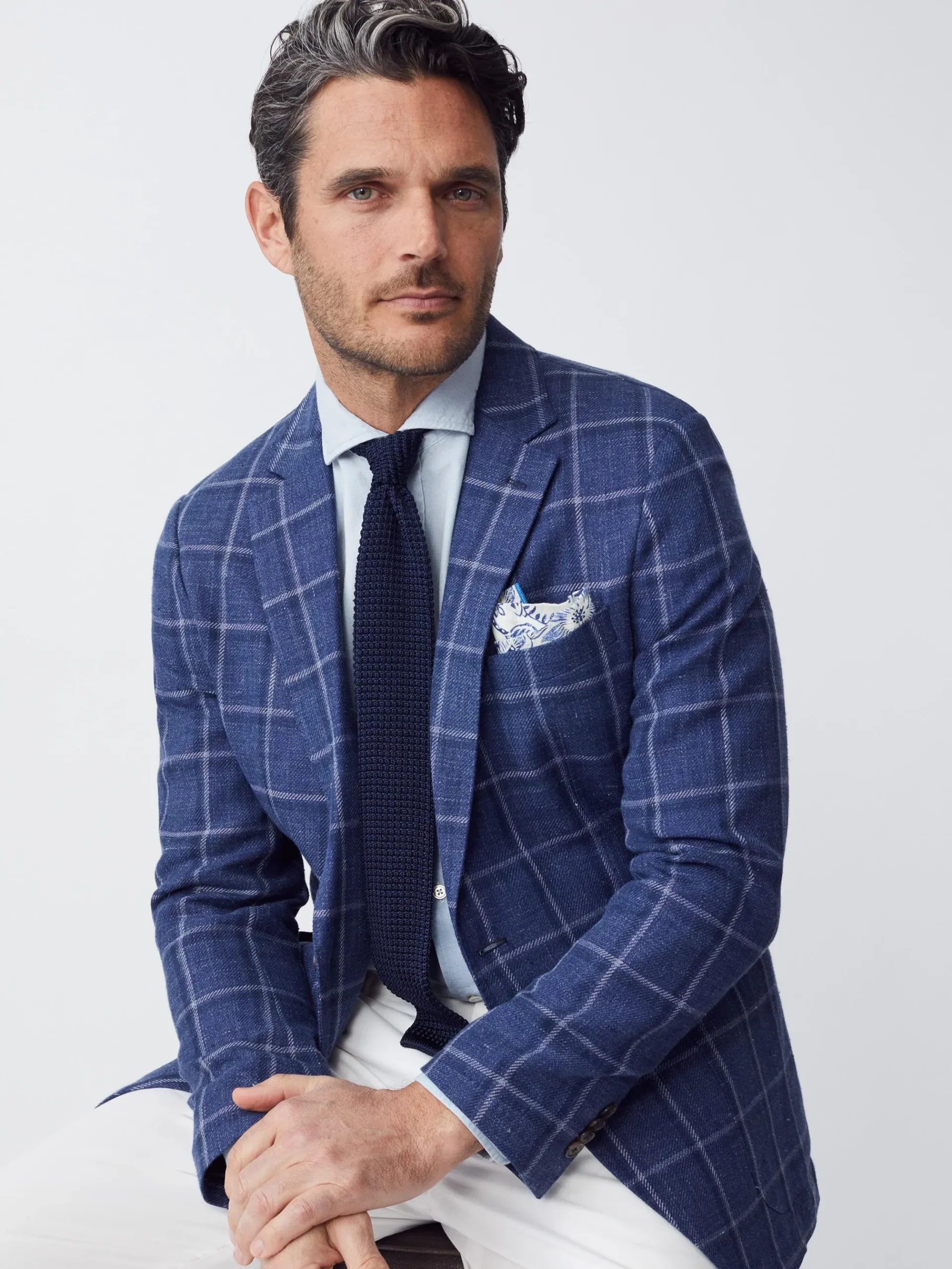 J.McLaughlin Lisbon Linen Blend Blazer In Window Pane- Jackets & Outerwear|Sport Coats