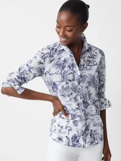 J.McLaughlin Lois Shirt In Heron Toile-Women Tops|Suits & Sets