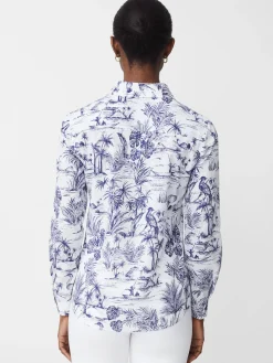 J.McLaughlin Lois Shirt In Heron Toile-Women Tops|Suits & Sets