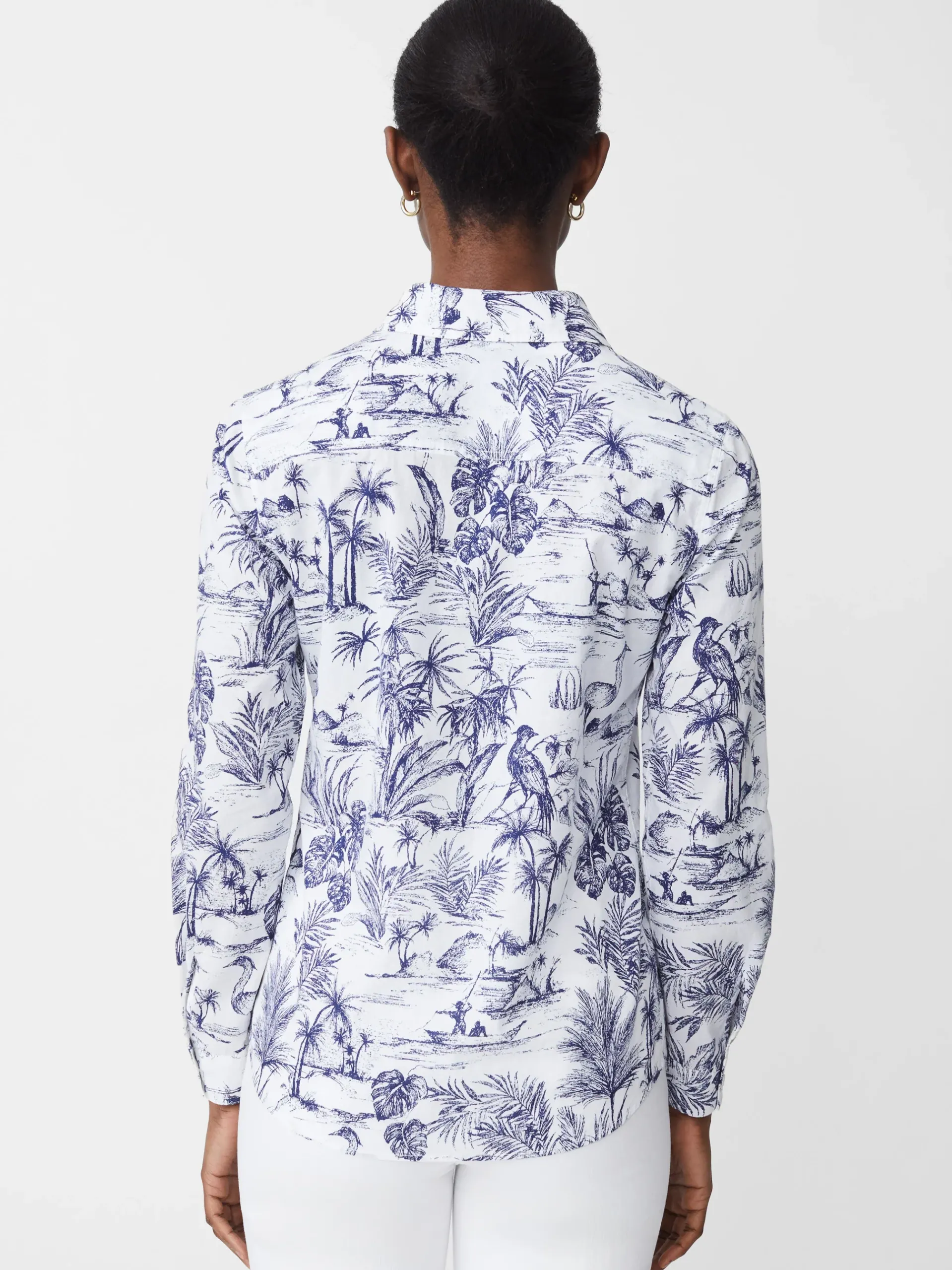 J.McLaughlin Lois Shirt In Heron Toile-Women Tops|Suits & Sets