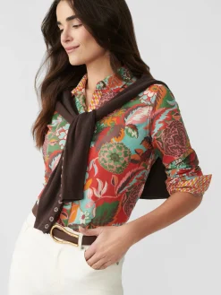 J.McLaughlin Lois Shirt In Terra Blossom Geo-Women Tops