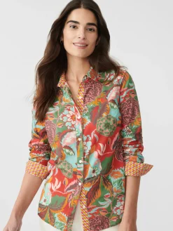 J.McLaughlin Lois Shirt In Terra Blossom Geo-Women Tops