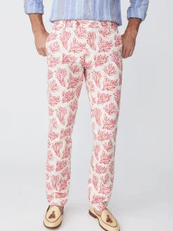 J.McLaughlin Lukas Pants In Mega Coral Cay Texture- Pants