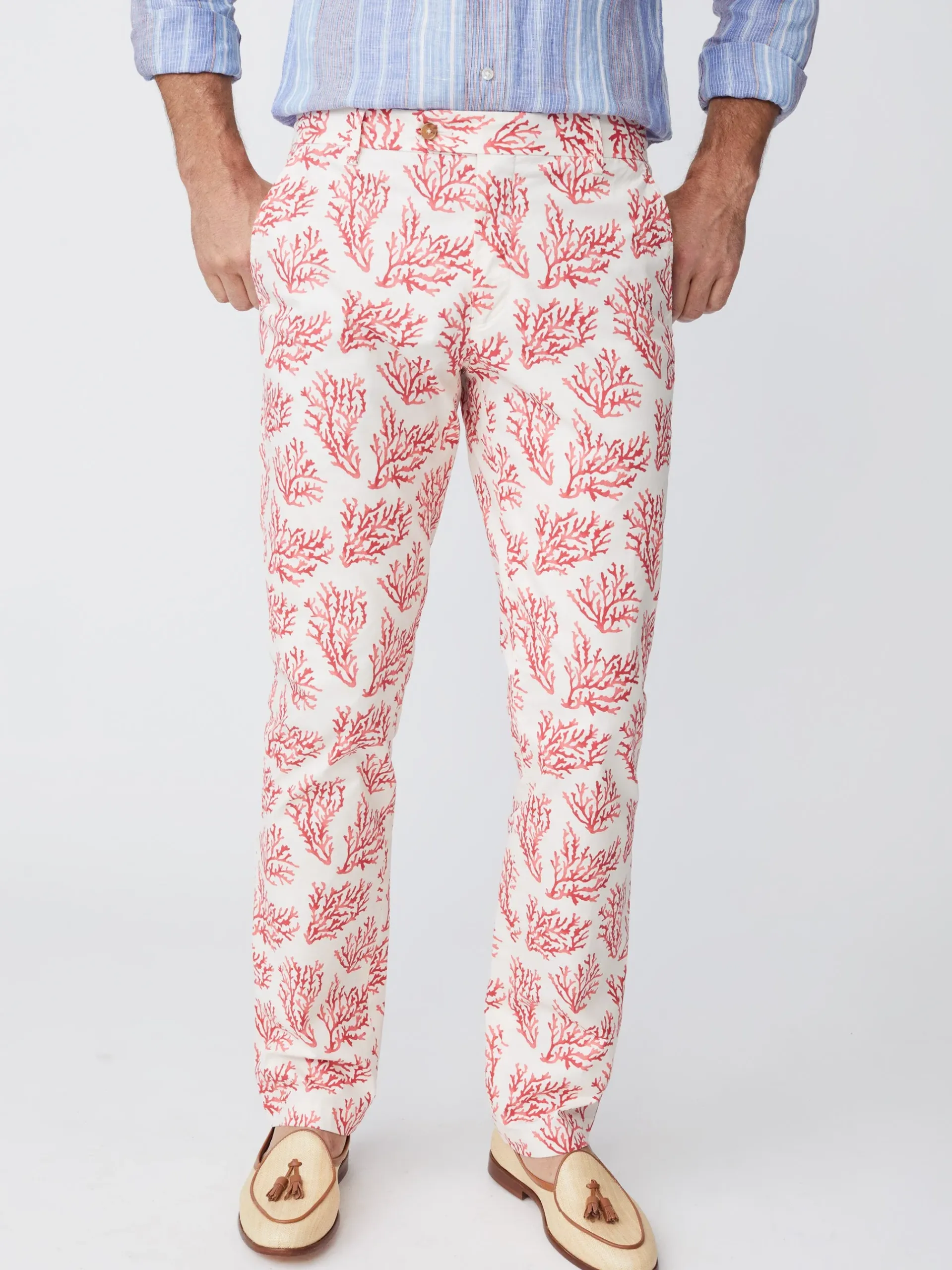 J.McLaughlin Lukas Pants In Mega Coral Cay Texture- Pants
