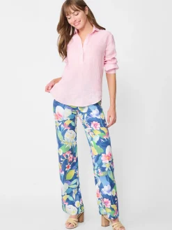 J.McLaughlin Lula Linen Shirt In Stripe-Women Tops