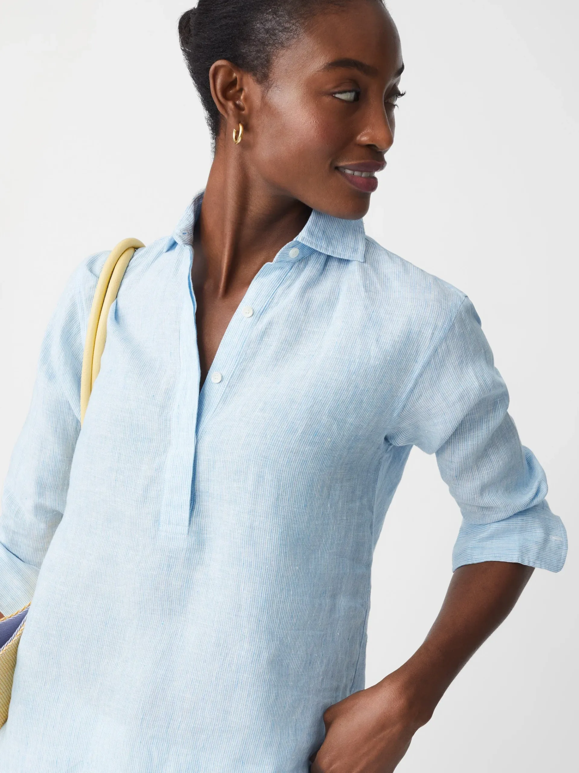 J.McLaughlin Lula Linen Shirt In Stripe-Women Tops