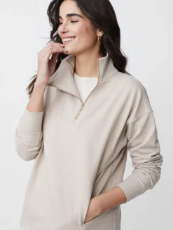 J.McLaughlin Maeba Fleece Top In Herringbone Jacquard-Women Tops