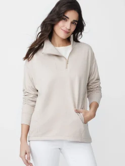 J.McLaughlin Maeba Fleece Top In Herringbone Jacquard-Women Tops