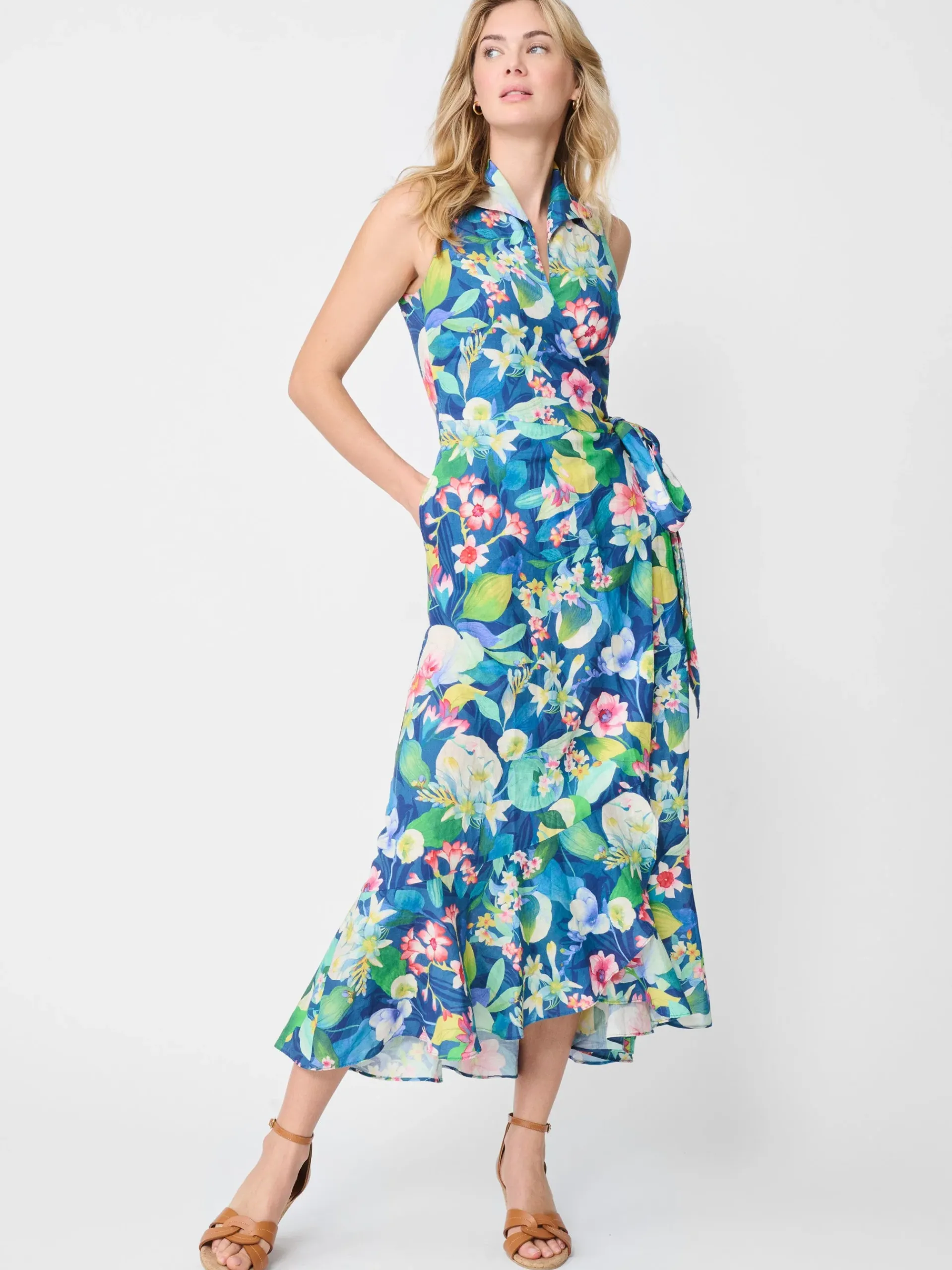 J.McLaughlin Miramar Linen Dress In Floral Reef-Women Dresses