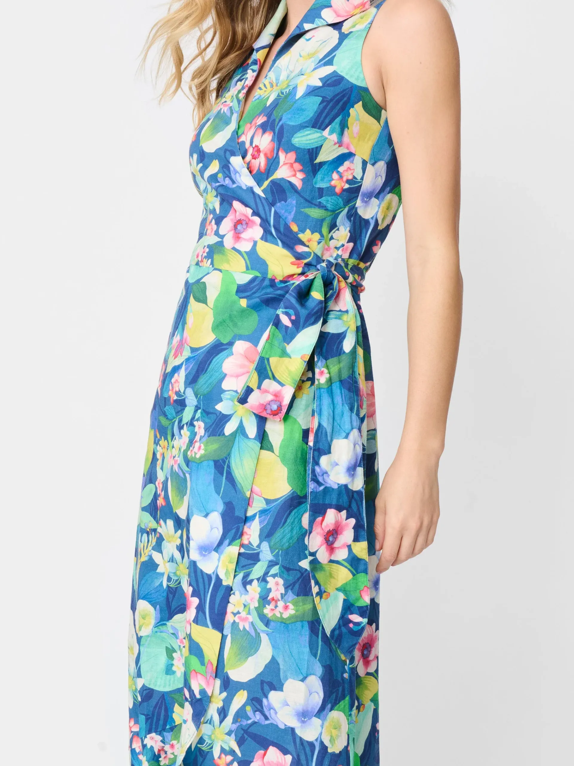 J.McLaughlin Miramar Linen Dress In Floral Reef-Women Dresses