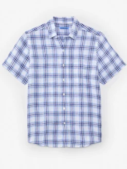 J.McLaughlin Montauk Modern Fit Linen Shirt In Plaid- Shirts