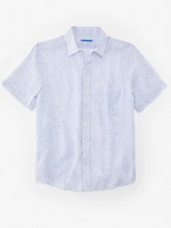 J.McLaughlin Montauk Modern Fit Linen Shirt In Mini Quatrefoil- Shirts