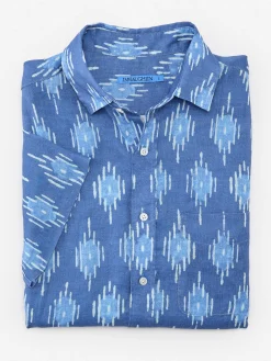 J.McLaughlin Montauk Modern Fit Linen Shirt In Drop Ikat- Shirts