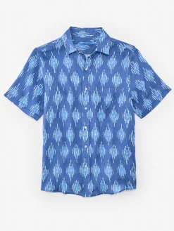 J.McLaughlin Montauk Modern Fit Linen Shirt In Drop Ikat- Shirts