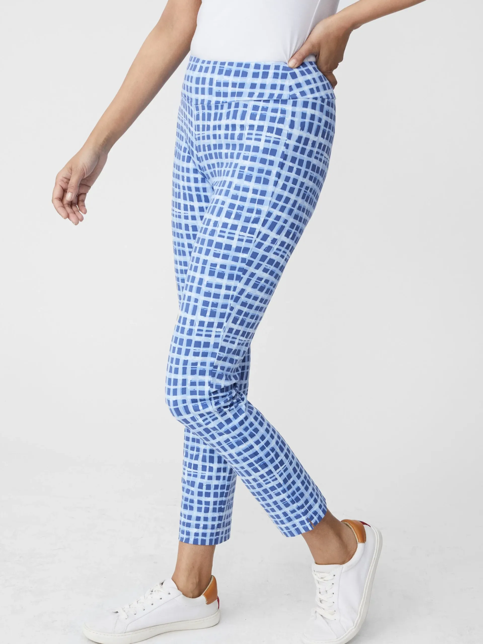 J.McLaughlin Newport Capri Pants In Painterly Check-Women Pants