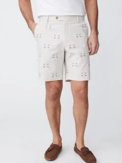 J.McLaughlin Oliver 9" Embroidered Shorts In Golf Skull- Shorts