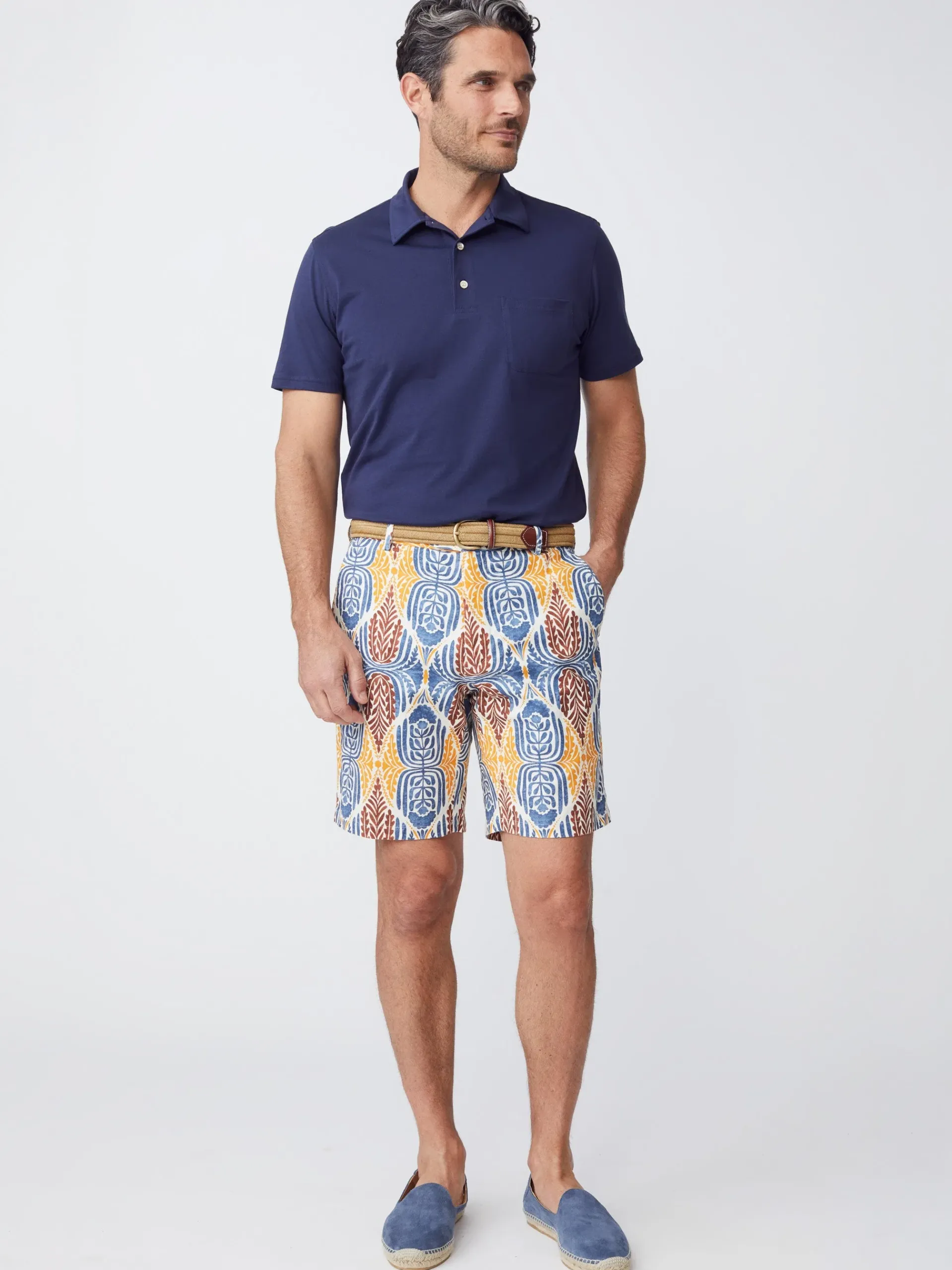 J.McLaughlin Oliver 9” Italian Twill Short In Mini Carriage House- Shorts