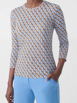J.McLaughlin Ruston Tee In Mini Fernwood Geo-Women Tops|Tees