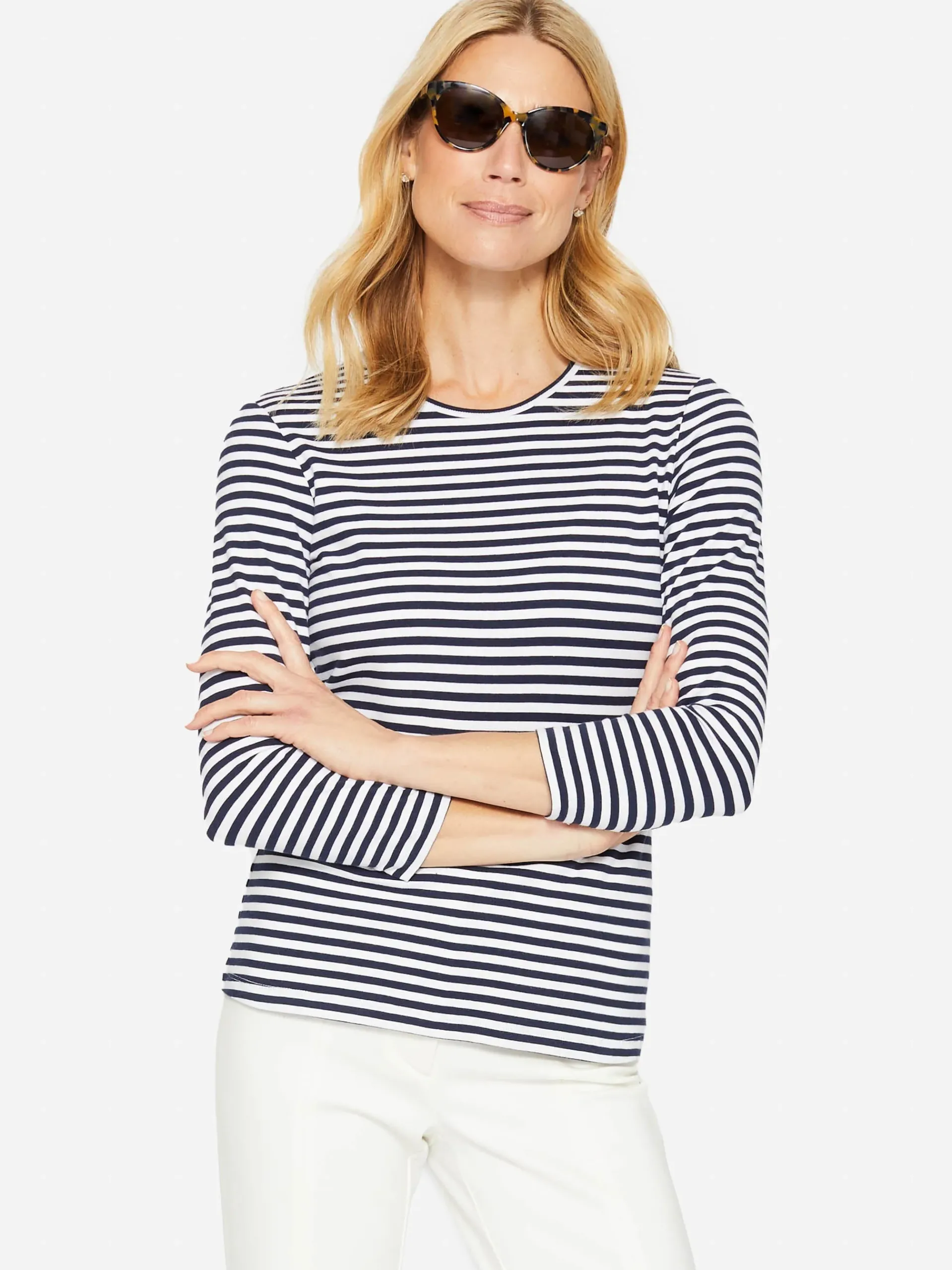 J.McLaughlin Sinclair Tee In Stripe-Women Tops|Tees