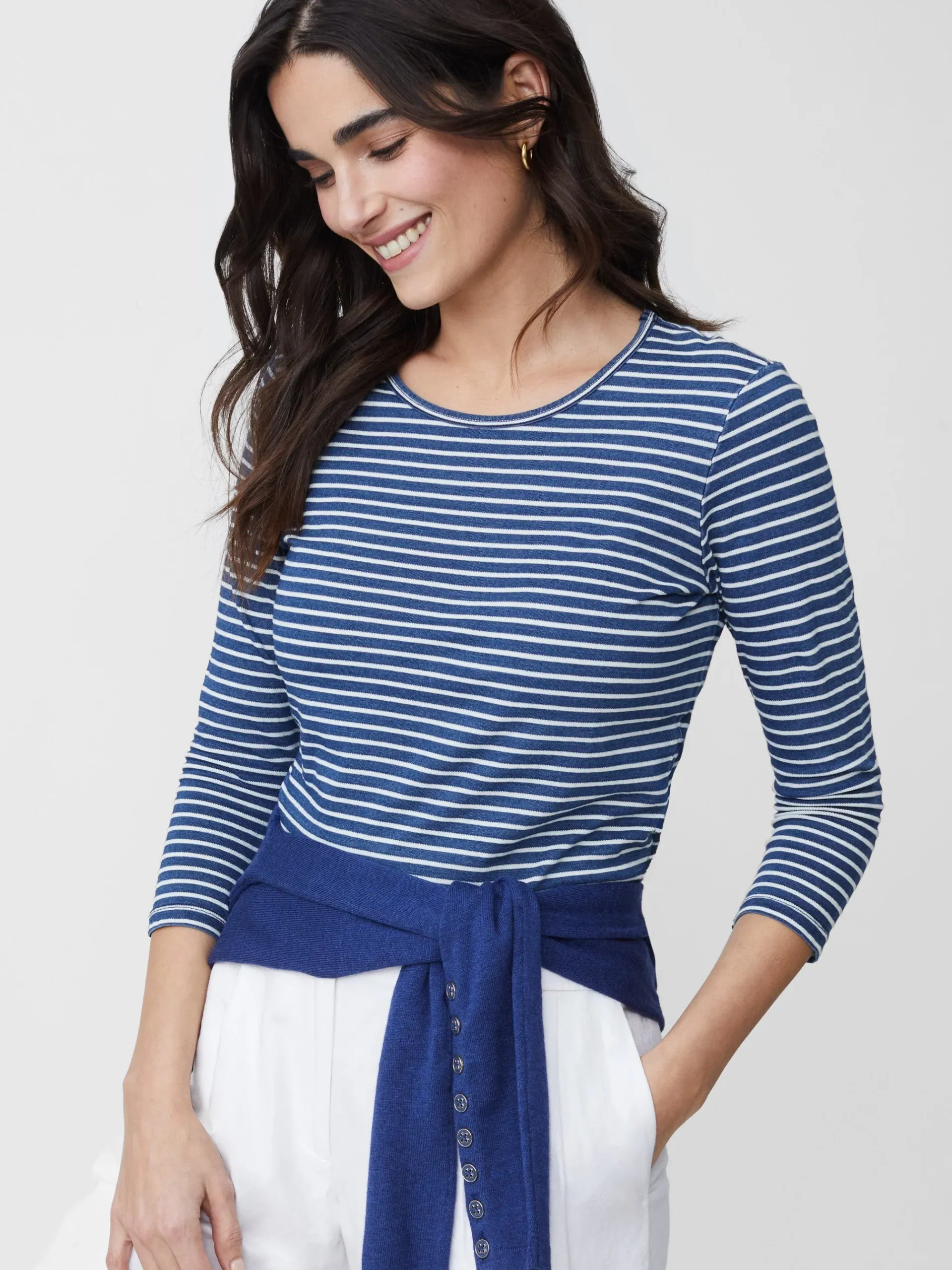 J.McLaughlin Sinclair Tee In Stripe-Women Tops|Tees