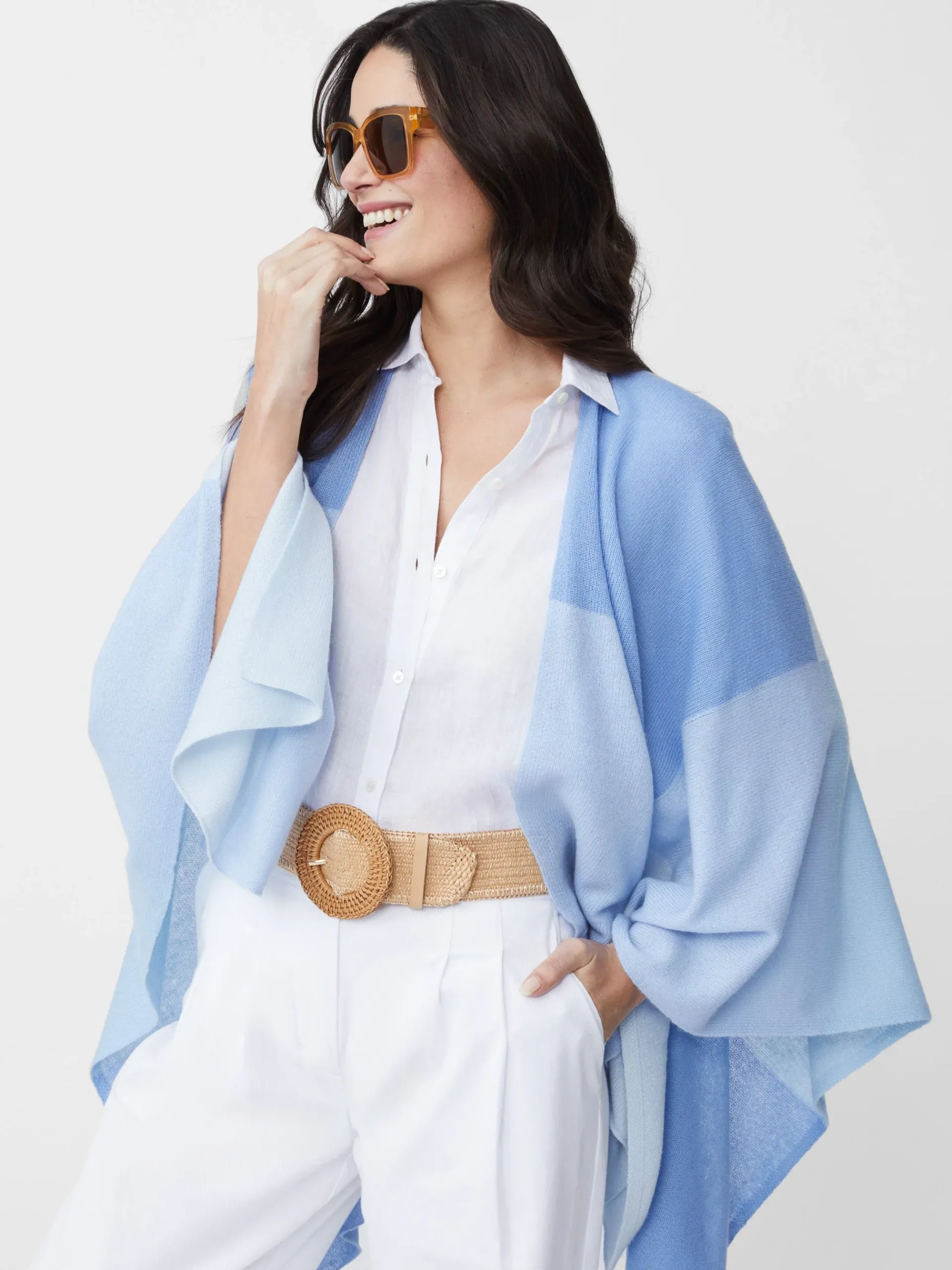 J.McLaughlin Skyler Cashmere Poncho In Colorblock-Women Jackets & Outerwear|Sweaters