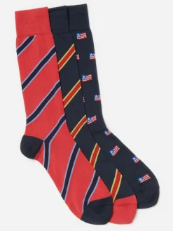 J.McLaughlin Sock Box Set Of 3 In American Flag- Shoes & Accessories|Socks