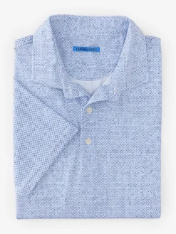 J.McLaughlin Springer Performance Polo In Mini Quatrefoil- Knits & Polos