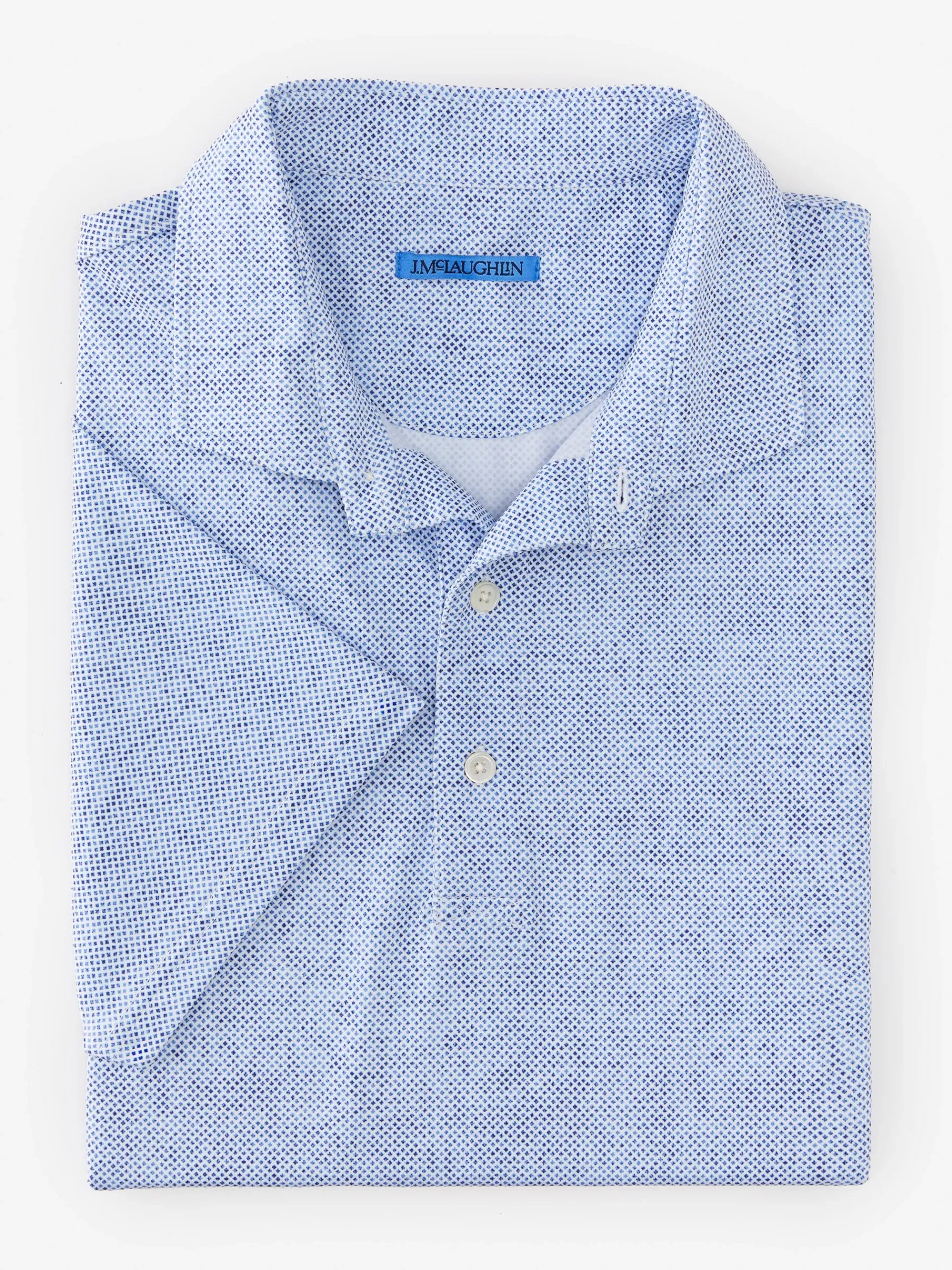 J.McLaughlin Springer Performance Polo In Mini Quatrefoil- Knits & Polos