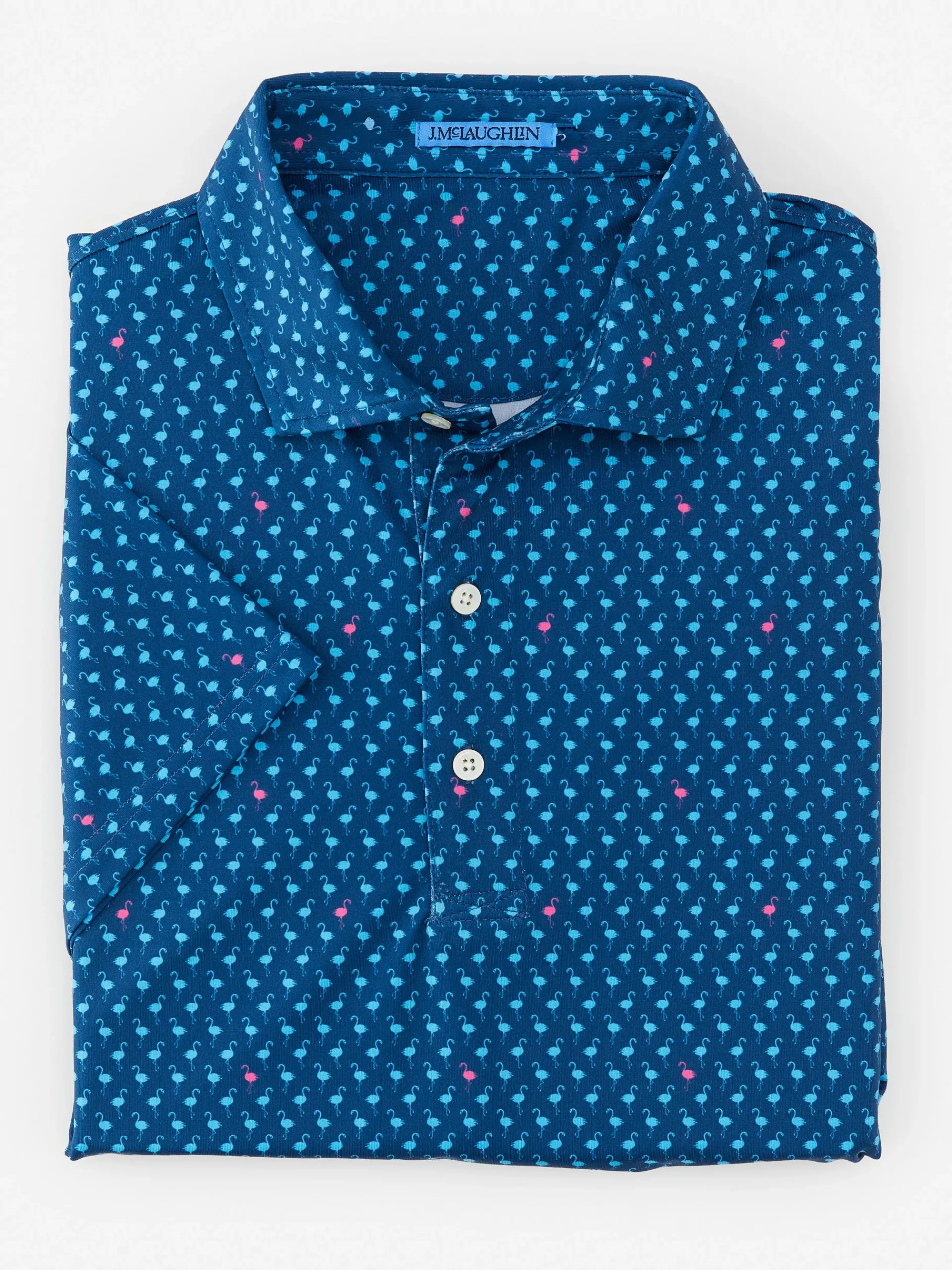 J.McLaughlin Springer Performance Polo In Flocks Of Fancy- Knits & Polos