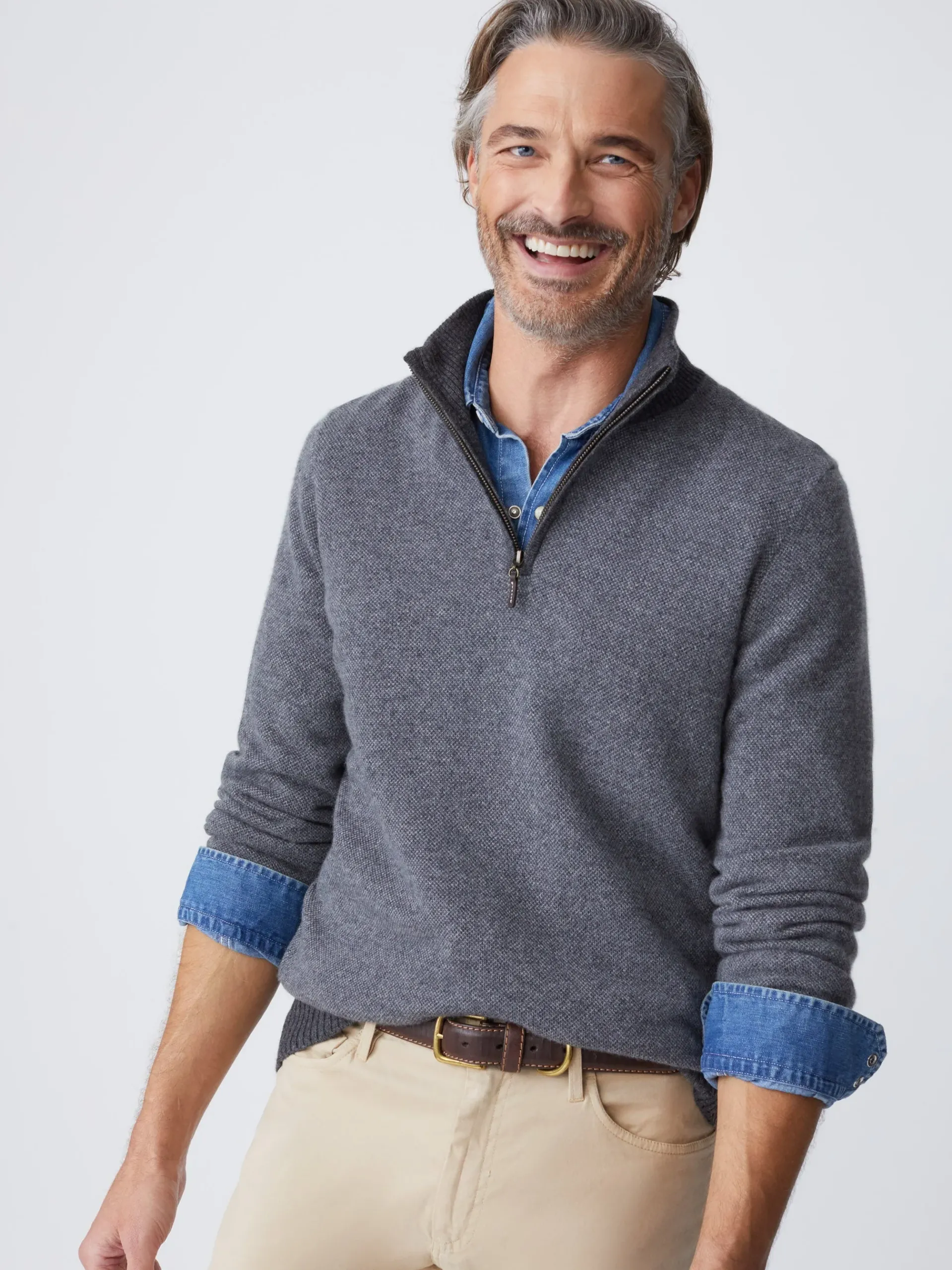 J.McLaughlin Tate Cashmere Sweater In Birdseye- Sweaters
